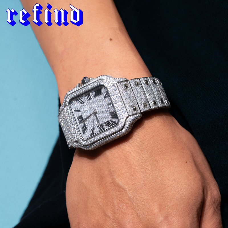 【Moissnite】Ice Out Square Watch