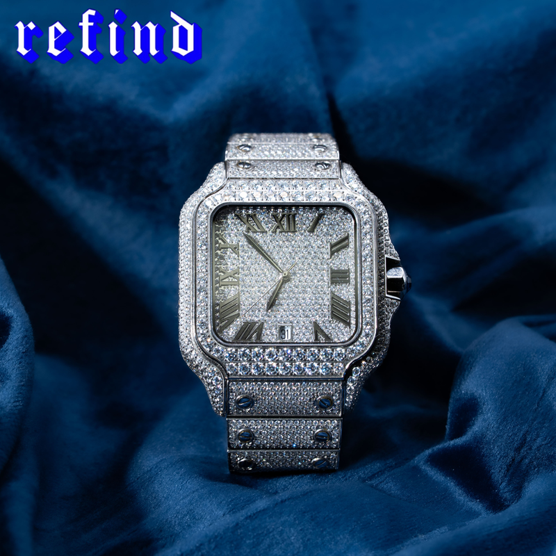 【Moissnite】Ice Out Square Watch